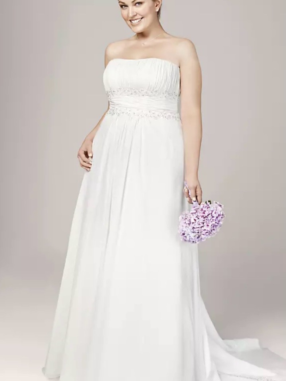 NWT!! David's Bridal Ivory Strapless Chiffon Bridal Gown size 16 - Picture 6 of 6